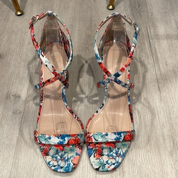 Kelly & Katie Daton Colourful Floral Fabric Strappy Sandals Block Heel 9.5 - Picture 4 of 10